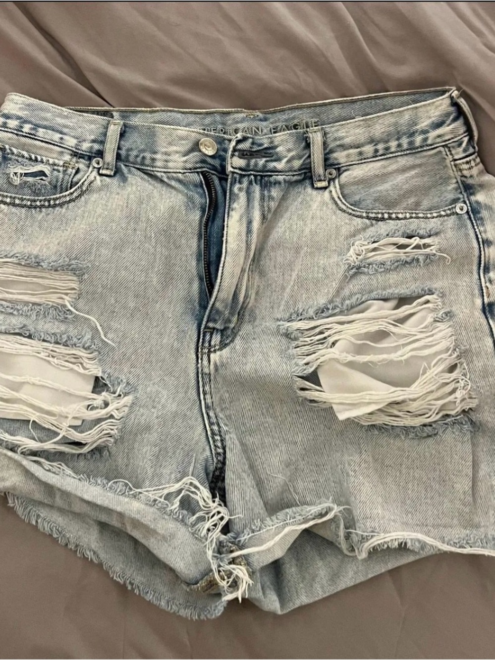 American Eagle Outfitters Light Blue Distressed Denim Shorts